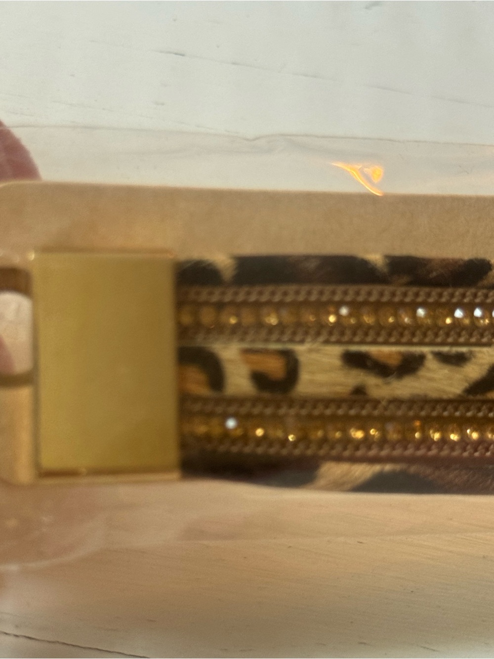 Leopard leather faux hair calf Wrap Bracelet - Picture 6 of 7